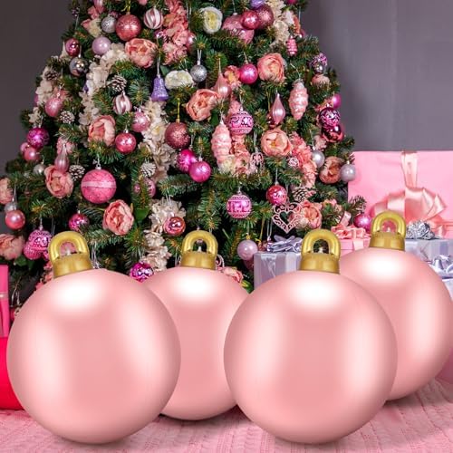 Jetec 4 Pcs Giant Inflatable Christmas Ball, Solid, Pink