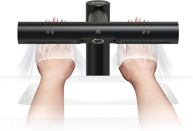 AIKE Air Tap Wash+Dry High Speed Hand Dryer Model AK7120, 110-120V Black Standard Height