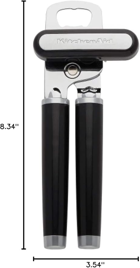 KitchenAid Classic Multifunction Can Opener and Bottle Opener Easy to Use, Razor Sharp Stainless Steel Cutting Wheel, Soft Ergonomic Handles, Black, Pack of 12