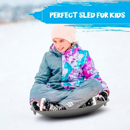 Slippery Racer ProDisc 26 Inch Heavy Duty Aluminum Iron Alloy Metal Kids Winter Saucer Snow Sled with Dual Riveted Soft Grip Rope Handles
