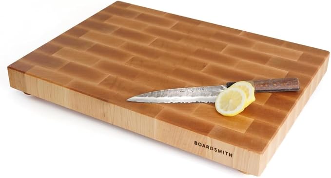 Maple End Grain Cutting Board - Premium End Grain Butcher Block Wood Cutting Board for Kitchen - Food-Safe, Non-Slip, Sustainably Sourced Maple Wood (Medium)