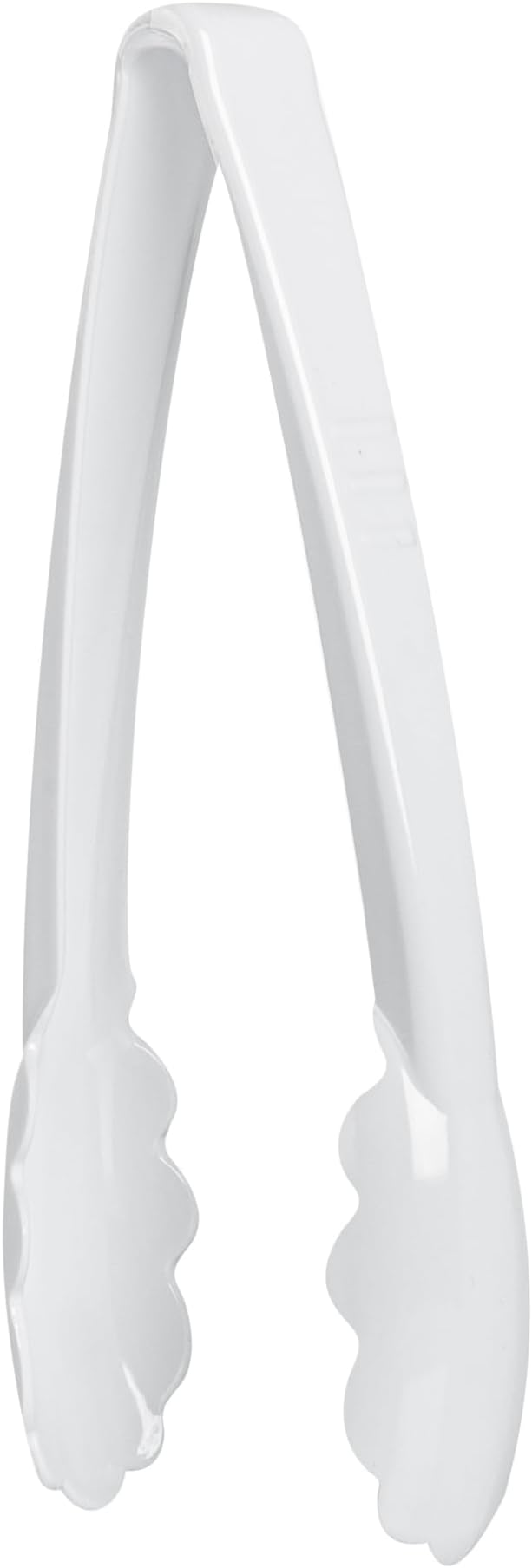 Restaurantware Disposable Serving Tongs 100 Count 9 Inch Plastic Scalloped Buffet Utensils Durable Secure-Grip White