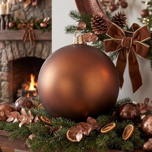 Threan 12 Inch Large Chocolate Brown Matte Christmas Ball Ornaments