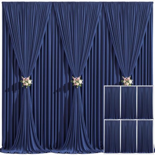 6 Panels Navy Blue Backdrop Curtain for Parties Wrinkle Free Photo Curtains Backdrop Drapes Fabric Decoration for Wedding Birthday Party Baby Shower 30ft(W) x 10ft(H)