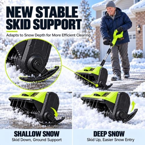 21V Electric Cordless Snow Shovel, 10In 700W Brushless Snow Blower(1X4.0Ah)
