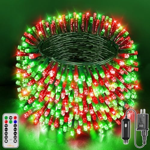 Ollny Christmas Lights, 1000LED 328FT Long Christmas Tree Lights with 8 Modes Remote Timer IP44 Waterproof, Outdoor String Lights for Tree House Yard Outside Xmas Decorations (Red+Green)