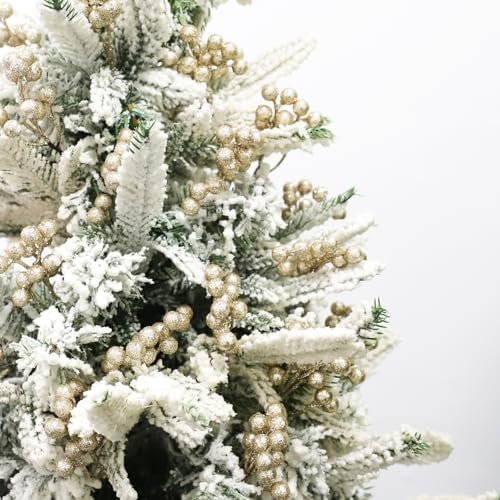 Fangoo 20 Pack 7 Inch Champagne Gold Berry Stems for Christmas Tree