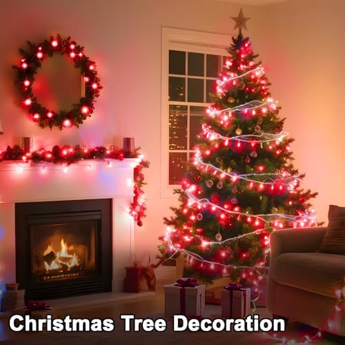 393 FT 1000 LED String Lights Outdoor Indoor, Christams String Lights Waterproof 8 Modes & Timer, Fairy Lights Plug in for Bedroom, Weeding, Patio, Party, Holiday,Christmas Decor (Red)