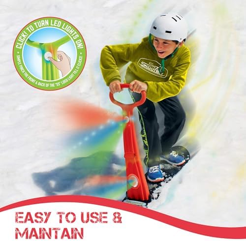 Geospace Winter Fun Foldable Snow Scooter, Ski Skate, Ski Skooter, Snow Sled, Kids Snowboard with 2 LED Light– Multi-Purpose Portable Sandboard, Snow Skate, and Kids/Teenager Sled for All Ages