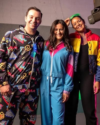 UOUA 80s Outfit for Men 90s Costumes 2 Piece Long Sleeve Track Suit Set