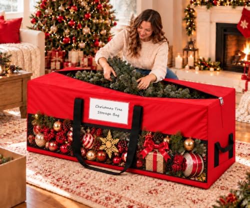 9 FT Christmas Tree Storage Bag 600D with Mesh Pocket and Clear Window