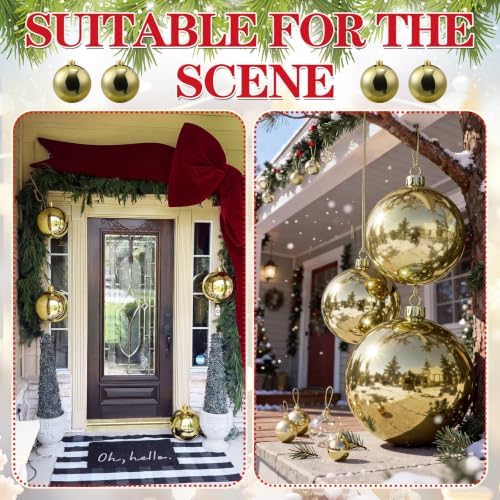 Threan 6 Inch Large Gold Shiny Christmas Ball Ornaments for Christmas Tree