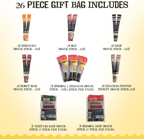 Jerky.com 26pc Meat Sticks Jerky Variety Pack - Beef Jerky Gifts for Men
