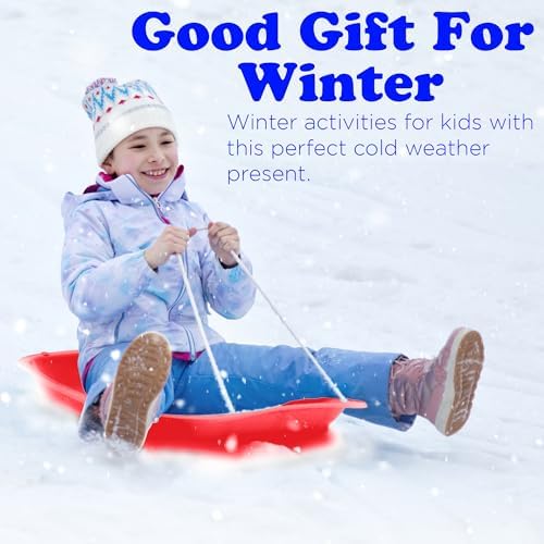 Slippery Racer Downhill Sprinter Flexible Kids Toddler Plastic Cold-Resistant Toboggan Snow Sled with Pull Rope and Handles -35 Inch