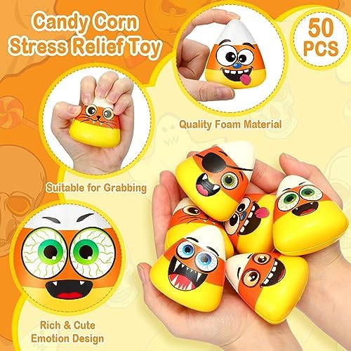 Meooeck 36 Pcs Halloween Party Favors Mini Candy Corn Stress Relief Toys