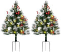 HOMCOM Artificial Christmas Tree Prelit Cordless 2 Pieces 2.5 ft Green