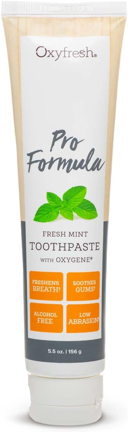 Oxyfresh Pro Formula Fresh Mint Toothpaste – Gentle Low Abrasion - Cosmetic Fluoride Free - for Bad Breath, Sensitive Teeth and Gums with Natural Essential Oils - 5.5 oz | Gentle Low Abrasion – Cosmetic Fluoride Free Formula – Perfect for Sensitive Tee...