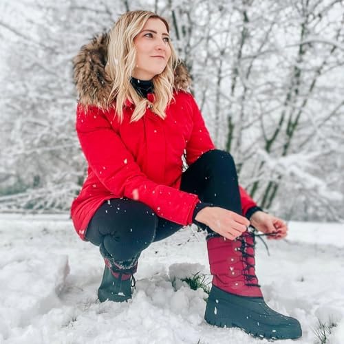 Knixmax Women's Waterproof Mid-Calf Winter Snow Boots US 6-11