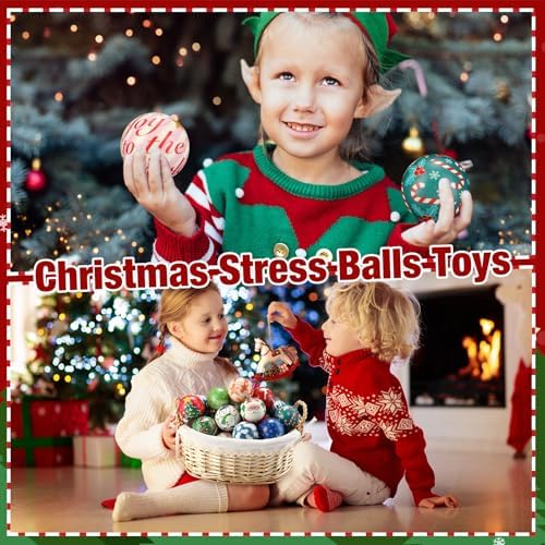 Yunsailing 108 Pcs Christmas Mini Sensory Fidget Ball 2.4" Relief Toys