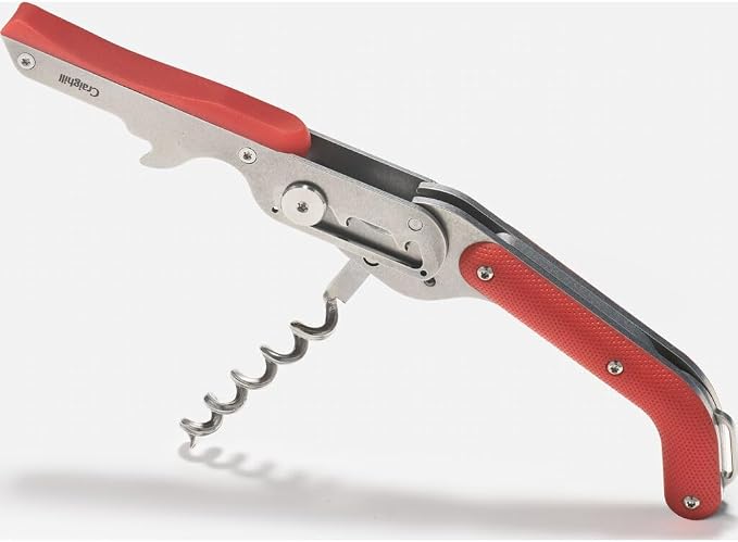 Craighill Best Wine Key - Sommelier Designed Stainless Steel Wine Opener with Corkscrew, Foil Cutter, and Crown Cap Bottle Opener, Heavy Duty - Matte Red