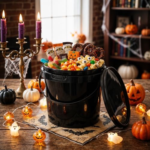 Funnymoom 50 Pack 24 oz Halloween Trick or Treat Candy Buckets for Parties
