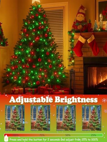 2 Pack 200 LED Christmas Lights 13 Modes Extendable Christmas Tree Lights