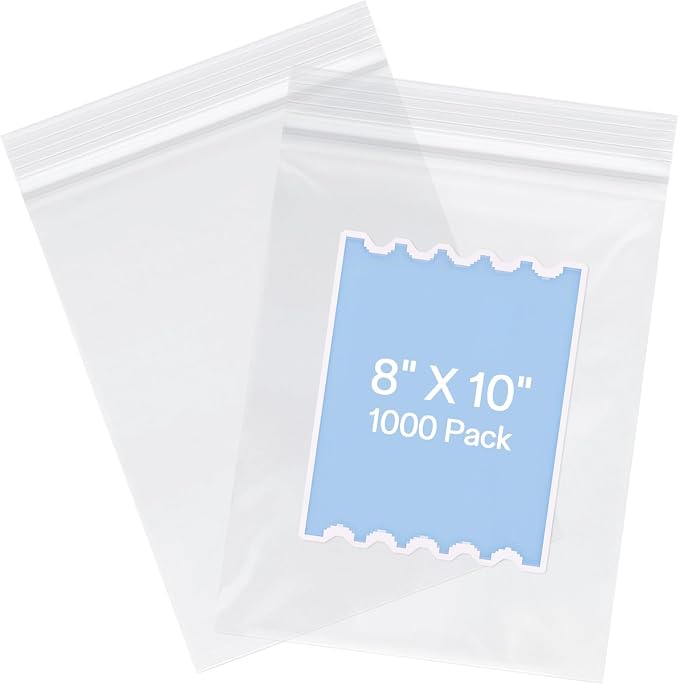 joybest 8 X 10 Inch (1000 Pcs) Clear Plastic Bags, Reclosable Zipper Poly Bags with Resealable Zip Top Lock for Brochure, Prints, Notebook, Document Storage