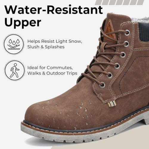 Mishansha Men's Waterproof Snow Boots, Insulated Winter Hiking Boots