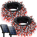 OZS 2 Pack 240 LED Solar Christmas Lights Outdoor Waterproof, Red&White