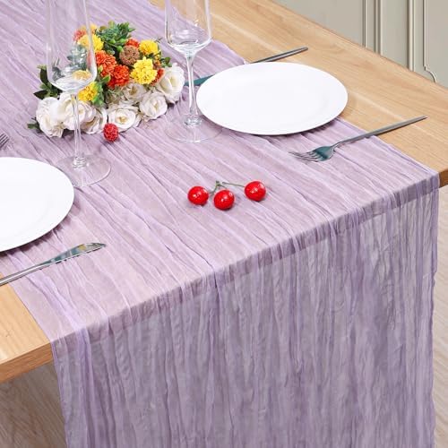 1 Pack Cheesecloth Table Runner 10Ft Christmas Gauze Boho Table Runners for Wedding Decor Bridal Shower Decorations Baby Shower Party(35" x 120")