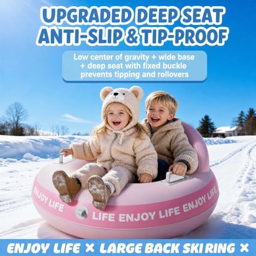 Inflatable Skiing Board with Backrest,Cartoon Animal Design Snow Board Sled