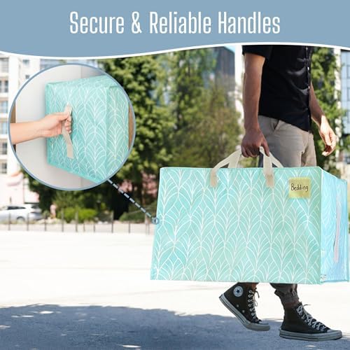 VENO 4 Pack Extra Large Heavy Duty Moving Bags with Wide Opening & Reinforced Handles, Reusable Storage Tote Bags with Strong Zippers for Clothes, College Dorm Essentials & Moving Supplies