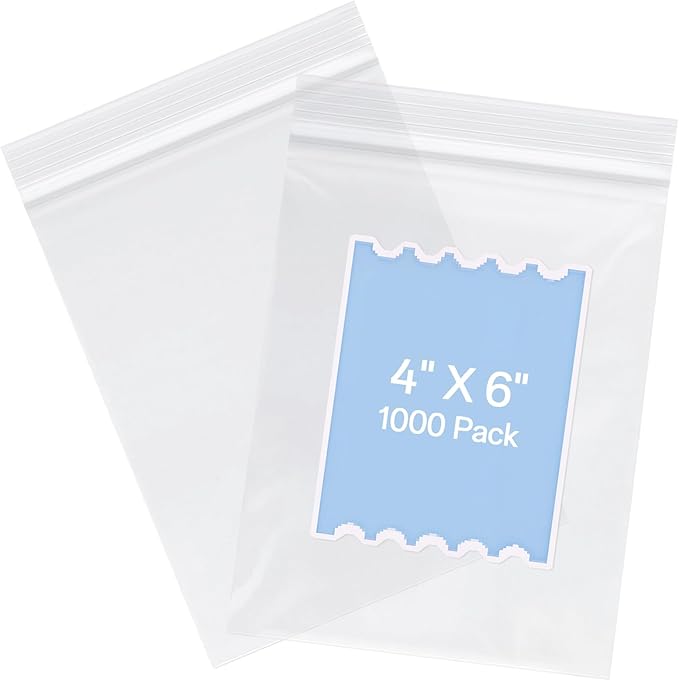 joybest 4 X 6 Inch (1000 Pcs) Clear Plastic Bags, Reclosable Zipper Poly Bags with Resealable Zip Top Lock for Prints, Snacks, Jewelry, Crafts, Office Supplies