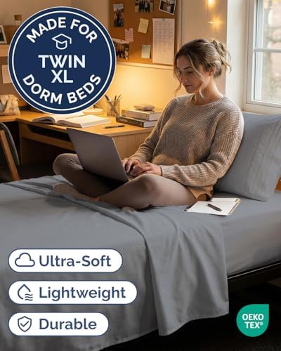 Twin XL Size 3 Piece Sheet Set - Breathable & Cooling Sheets - Steel Blue