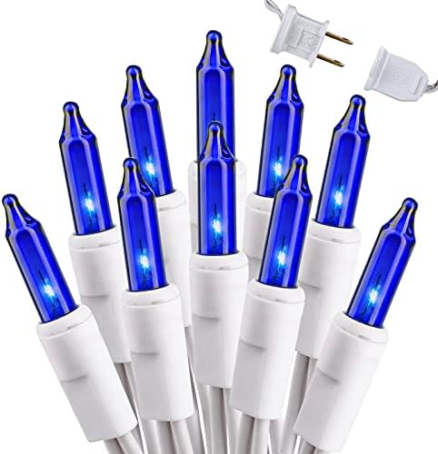 Brizled Incandescent Blue Christmas Lights, 69.6 ft, 300 Count, White Wire