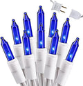 Brizled Incandescent Blue Christmas Lights, 69.6 ft, 300 Count, White Wire