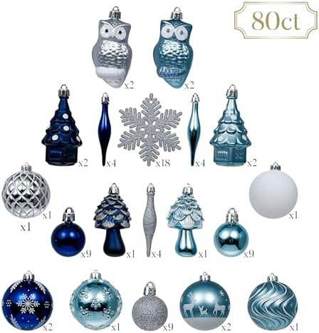 Valery Madelyn 80ct Christmas Tree Decorations Ball Ornaments Set