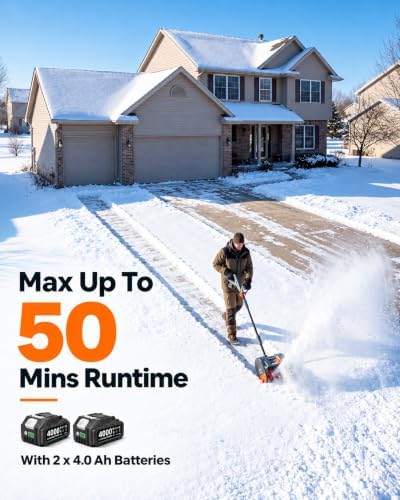 Cordless Snow Shovel, Electric Snow Blower with Total 8000mAh Battery