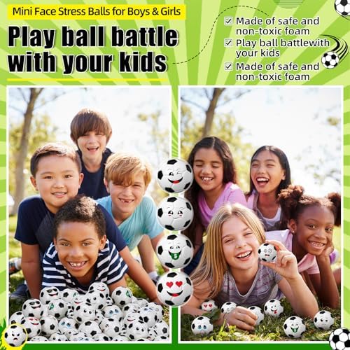 Libima 120 Pcs Mini Face Soccer Football Fidget Toy Bulk, 2 Inch