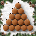 TOWPONICS 15 Pcs Brown Velvet Christmas Balls, 3.15 Inch Large Velvet Ornaments for Christmas Tree, Shatterproof Flocked Ornaments Balls for Tree, Holiday, Wedding, Family, Elegant Christmas Decor
