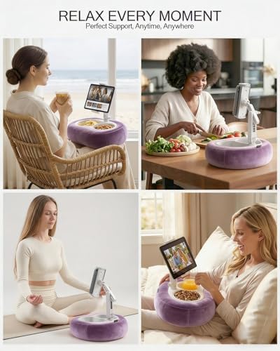 Miledi Tablet Pillow Stand for Bed with 360° Rotating Holder, Purple