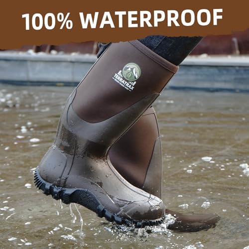 Men's Waterproof Rubber Mud Boots, 6mm Neoprene