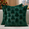 Allorry Christmas Pillow Covers 20x20 inch Set of 2 Christmas Decorations Soft Plush Faux Fur Wool Green Christmas Tree Throw Pillow Cases Winter Holiday Decor for Sofa Living Room PT-012P20