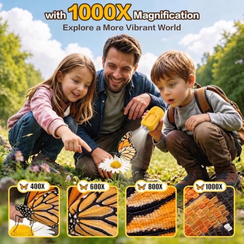 1000X Handheld Digital Microscope for Kids: STEM Toys Gifts Boy Girls 3-12