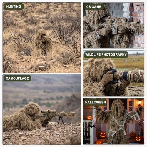 DoCred 5-In-1 Ghillie Suit, 3D Camouflage Hunting Suits