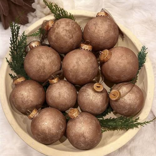 Yunlly 18 Pcs Neutral Christmas Ball Ornaments Textured Xmas Tree Decor Set