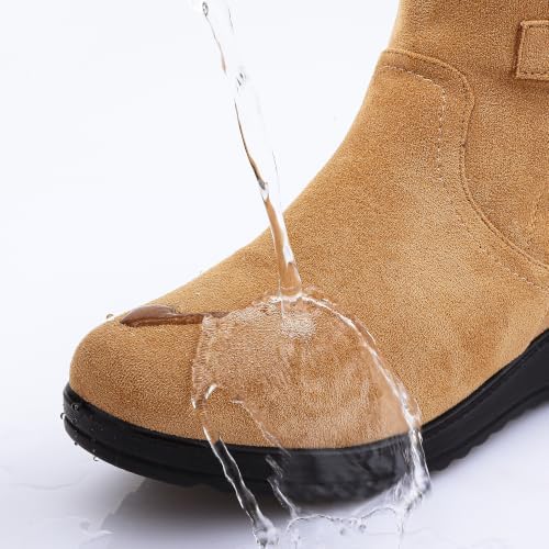 Womens Snow Boots Leather Winter Warm Boots Platform Ankle Booties
