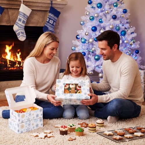 Tenceur 24 Pcs Christmas Cookie Box Window,8.7 x 5.8 x 2.8'',Frost