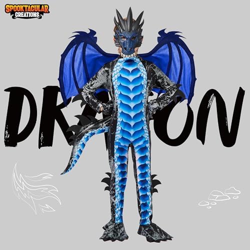 Spooktacular Creations Halloween Kid Dragon Costume, Boys Dragon Wings, Tail and Mask Set for Halloween Dress Up