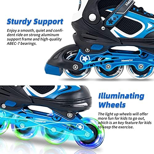MammyGol Adjustable Inline Skates for Kids Boys Girls Youth Blades Roller Skates with Light up Wheels Ages 4-16